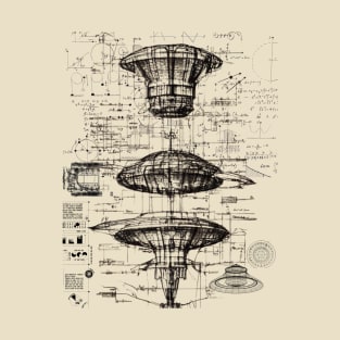 UFO Blueprint Patent T-Shirt