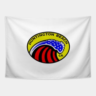 Huntington Beach California Surfing Surf Patriotic Wave Tapestry