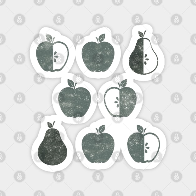 Distressed Apples and Pears in Weathered Grey Magnet by latheandquill