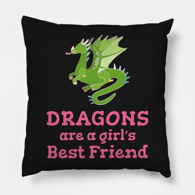 Dragons are a Girl's Best Friend Pillow by evisionarts