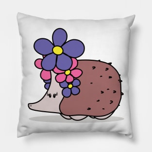 Super Cute Hedgehog with a Big Flower Headband Pillow