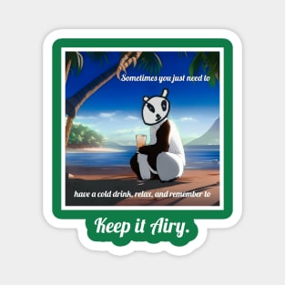 Keep it Airy: Panda relaxing on the beach Magnet