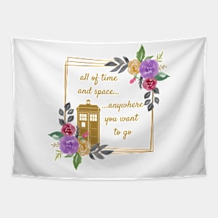 Tardis & Flowers Tapestry