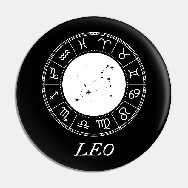 Leo Zodiac Sign Design With Constellation Pin by My Zodiac Apparel