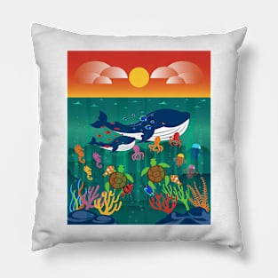 Colorful Sea Creatures! Pillow