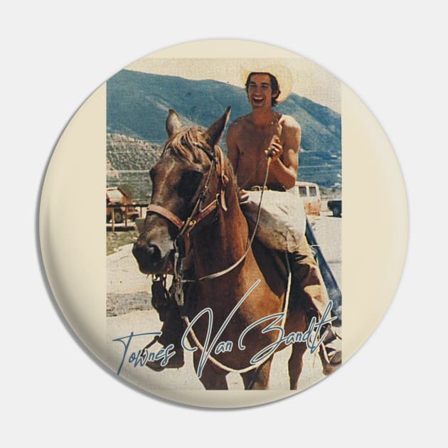 Townes Van Zandt - Retro On Horse Fan Art Pin by darklordpug