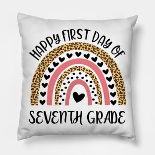 Back To School Rainbow Happy First Day Of Seventh Grade Pillow