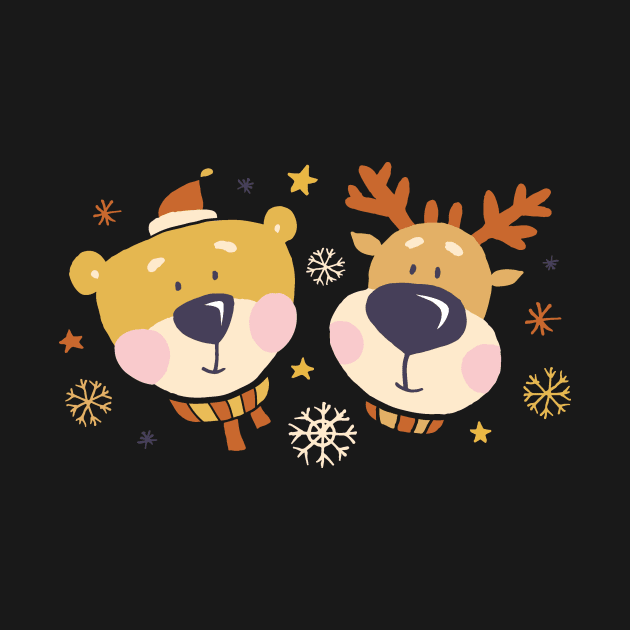 Cute Bear and Deer by ziryna