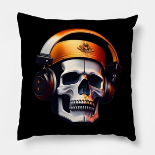 Skull With Headphones Pillow