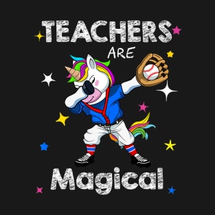 Teachers Are Magical Unicorn Softball Player T-Shirt