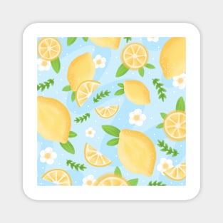 lemons and flowers pattern Magnet