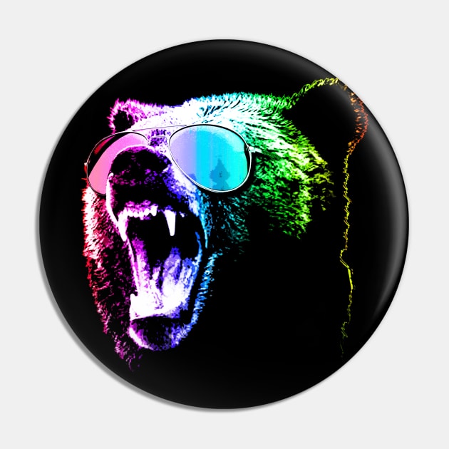 Rainbow Party Grizzly Bear Pin by robotface