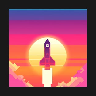 Synthwave rocket launch T-Shirt