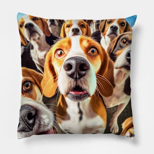 Dog Beagles Wild Nature Funny Happy Humor Photo Selfie Pillow