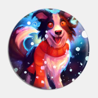Cute Border Collie Drawing Pin