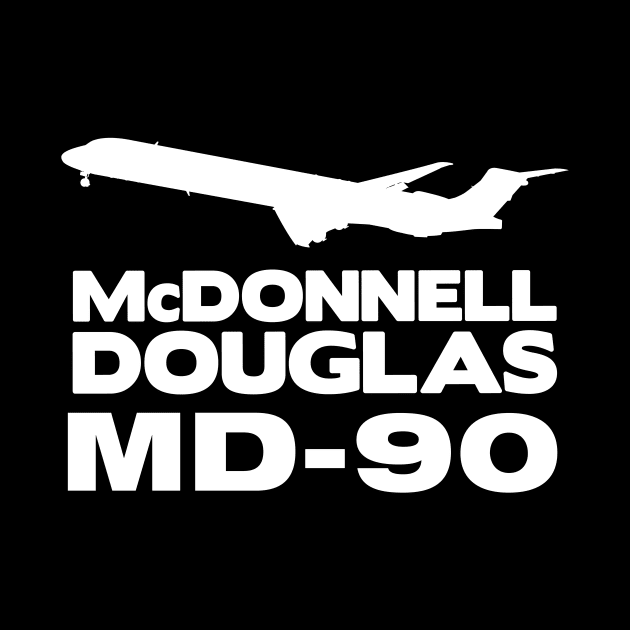 McDonnell Douglas MD-90 Silhouette Print (White) by TheArtofFlying