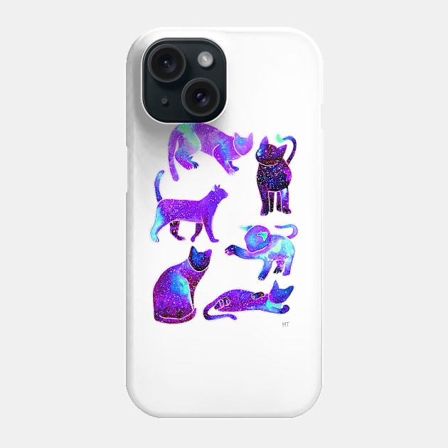 Galaxy Cats Pattern - Neon Phone Case by monitdesign