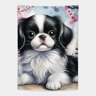 Watercolor Japanese Chin Puppies - Cute Puppy Tapestry