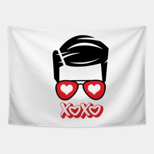 Valentine's Day Guy Sunglasses Hugs and Kisses Tapestry