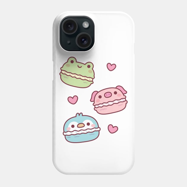 Cute Green Frog Pink Piggy Blue Penguin Macarons Phone Case by rustydoodle