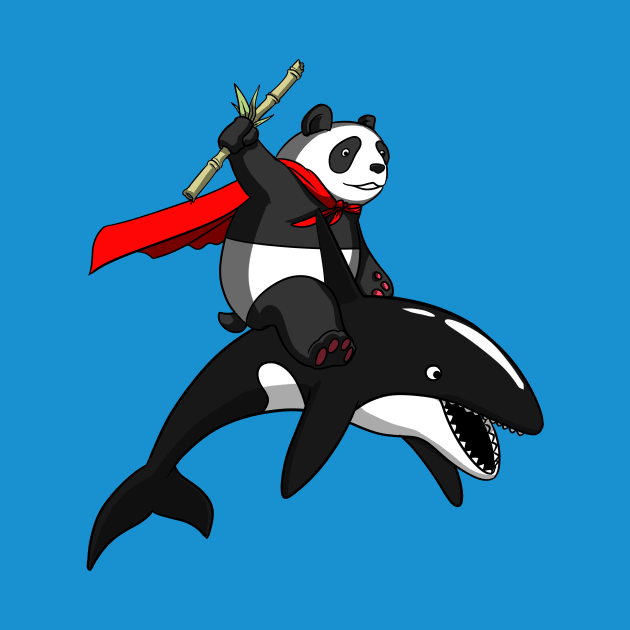 Panda Bear Riding Orca Whale by underheaven