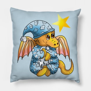 Bedtime for a Baby Dragon Wishing on a Star Pillow