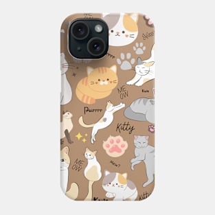 Cute Cats with Paws Stars & Kitty Quotes Phone Case