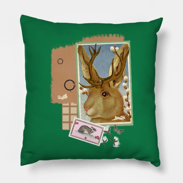 Jackalope Scraps Pillow by LochNestFarm