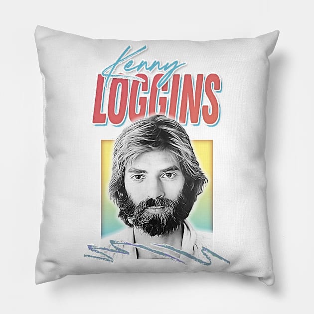 Kenny Loggins / Soft Rock 70s Retro Aesthetic Fan Art Design Pillow by DankFutura