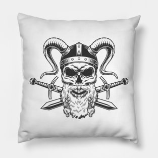 Viking Skull with Swords Pillow