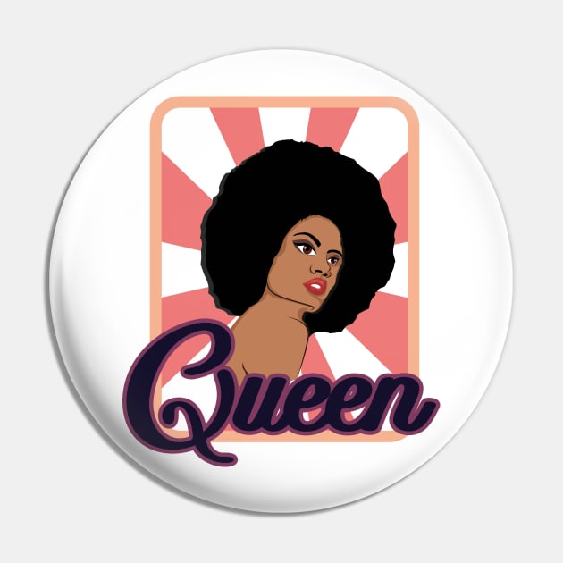 'Queen Afro Woman Word Art' Awesome Melanin Gift Pin by ourwackyhome