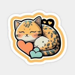 Sleepy Cat Valentine's Day Magnet