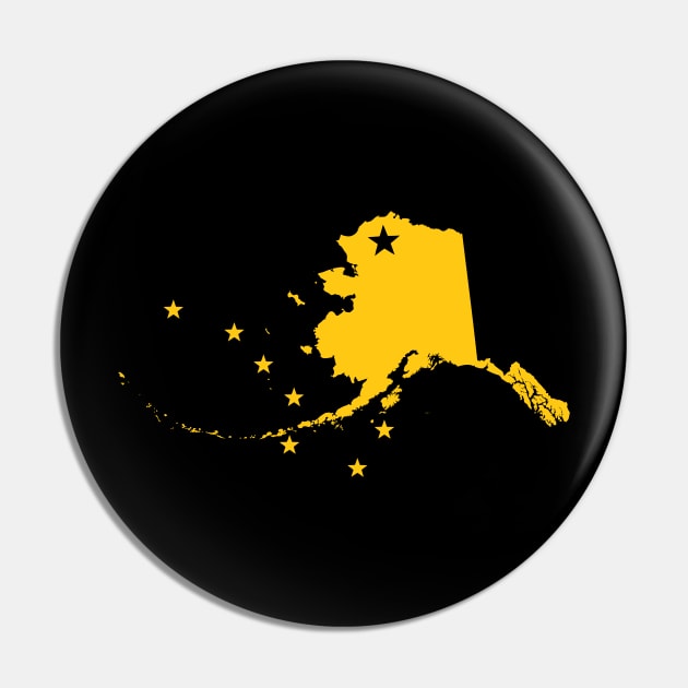 Simply Alaska Gold State Flag Map Stars Original Pin by TeeCreations