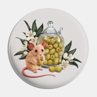 Cute mouse and olives Pin