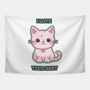 Adorable pink Cat  for feline lover Tapestry