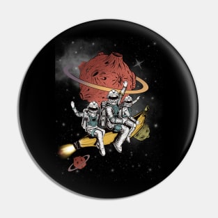 Astronaut and Banana Space Pin