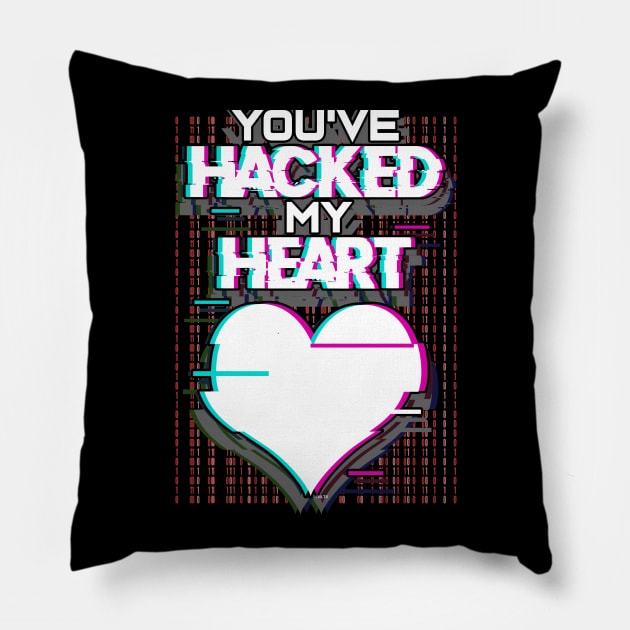 Hacked Heart Computer Geek Valentine Pillow by creative