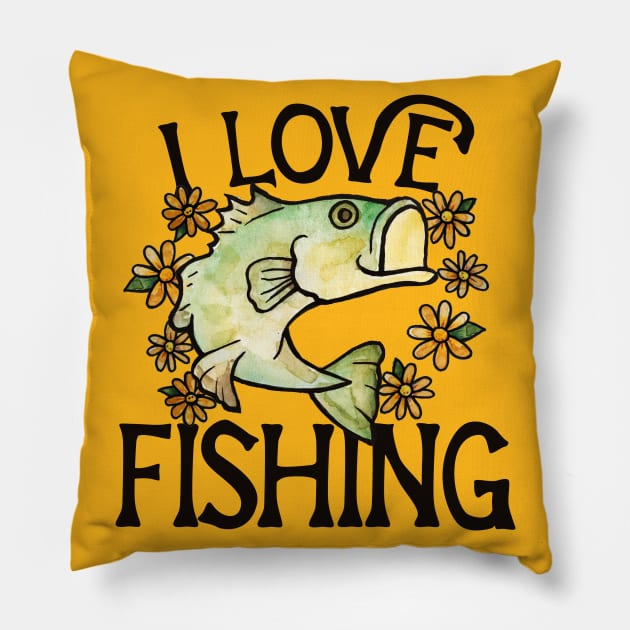 I love fishing Pillow by bubbsnugg