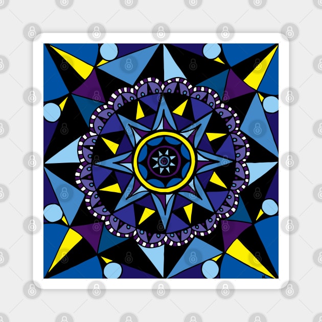 Geometric Compass Blue Palette Magnet by HLeslie Design