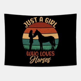 just a girl who love horse , Horseback Riding Girl Funny Horse Girl Tapestry