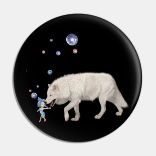 Awesome polarwolf with cute fairy Pin