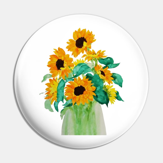 sunflower in a green watercolor Pin by colorandcolor