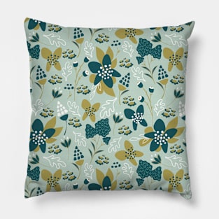 Retro green garden pattern Pillow