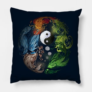 Elemental Koi of Yin Yang. Pillow