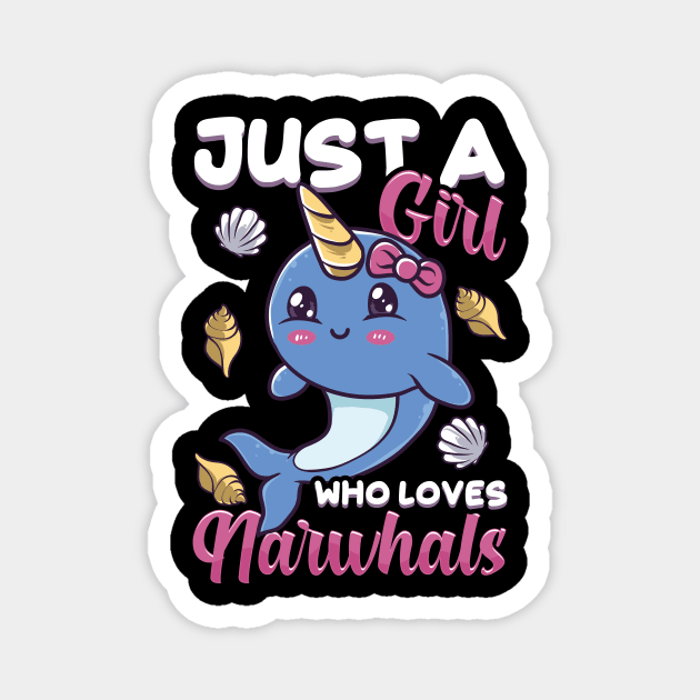 Cute & Funny Just A Girl Who Loves Narwhals Magnet by theperfectpresents