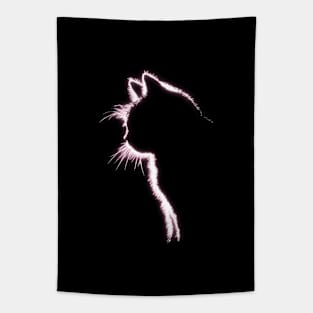 Glowing Pink Neon Cat Tapestry