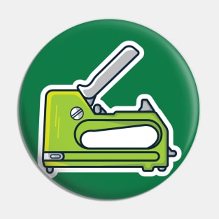 Colorful Staple Gun Sticker design vector illustration. Stationery shop working element icon concept. Stapler gun for join and repair, stapler sign sticker design icon with shadow. Pin