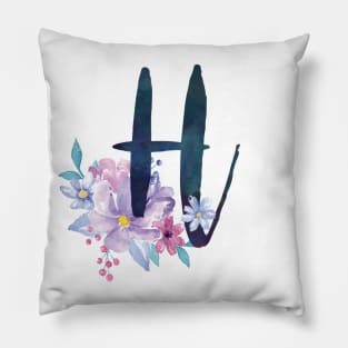 Floral Monogram H Pretty Lilac Bouquet Pillow