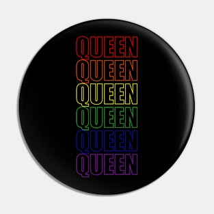 Simple Queen Rainbow Typography Text Pin