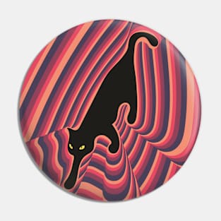 Yellow eyed black cat colorful background Pin